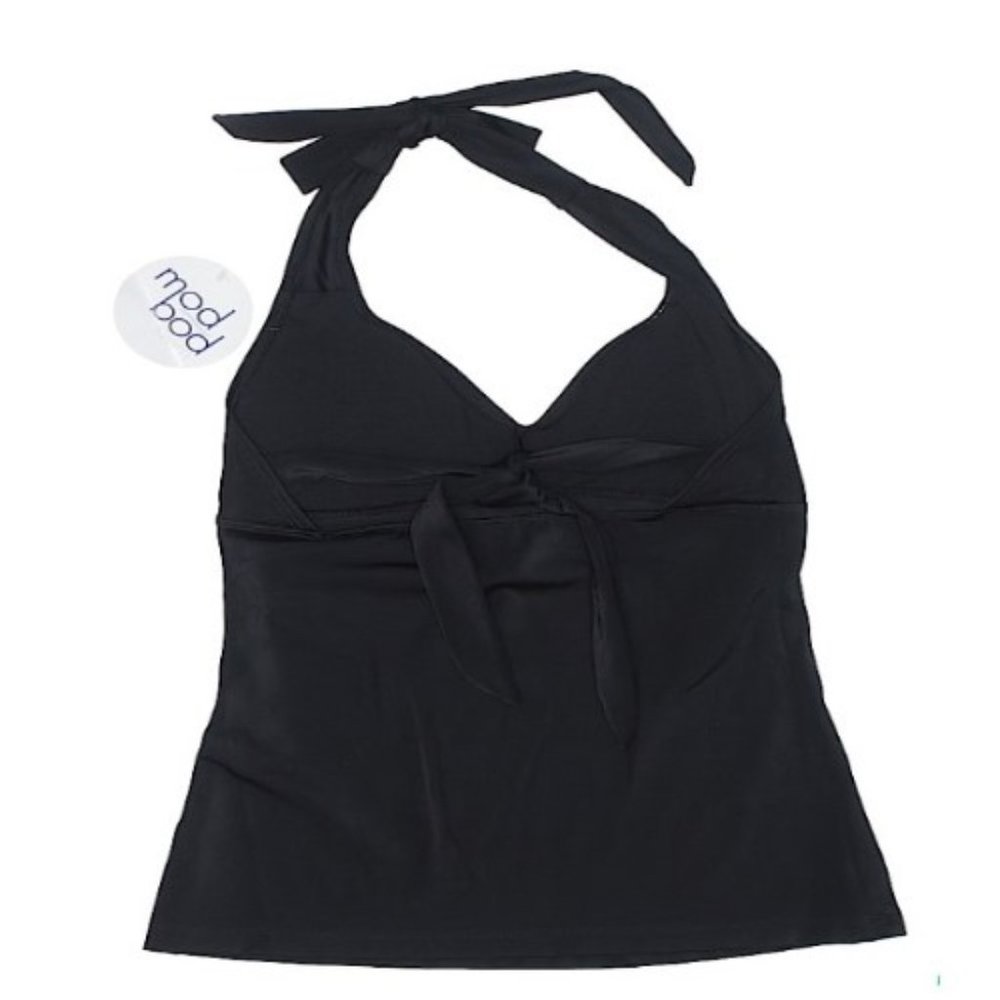 NWT MOD BOD Cassy black halter swim tankini top New - Picture 3 of 5